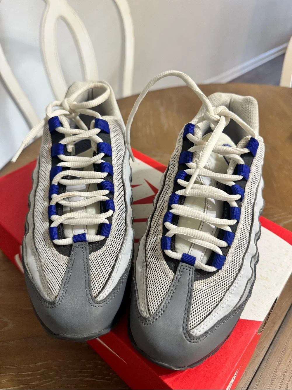 Nike Kids Sneakers White Gray Blue Accents